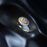 Certificated Black Opal Halo Diamond Ring in 18K Gold