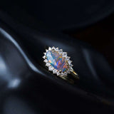 Certificated Black Opal Halo Diamond Ring in 18K Gold