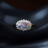 Certificated Black Opal Halo Diamond Ring in 18K Gold