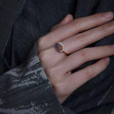 Certificated Black Opal Halo Diamond Ring in 18K Gold