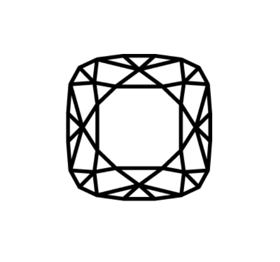 Charles & Colvard Forever One cushion shape moissanite gemstone icon with faceted design