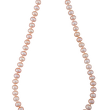 18-inch pink freshwater pearl strand necklace with stainless steel magnetic clasp and hand-knotted silk thread