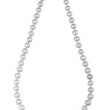 18-inch elegant freshwater pearl strand necklace with stainless steel magnetic clasp and hand-knotted silk thread in gray pearls