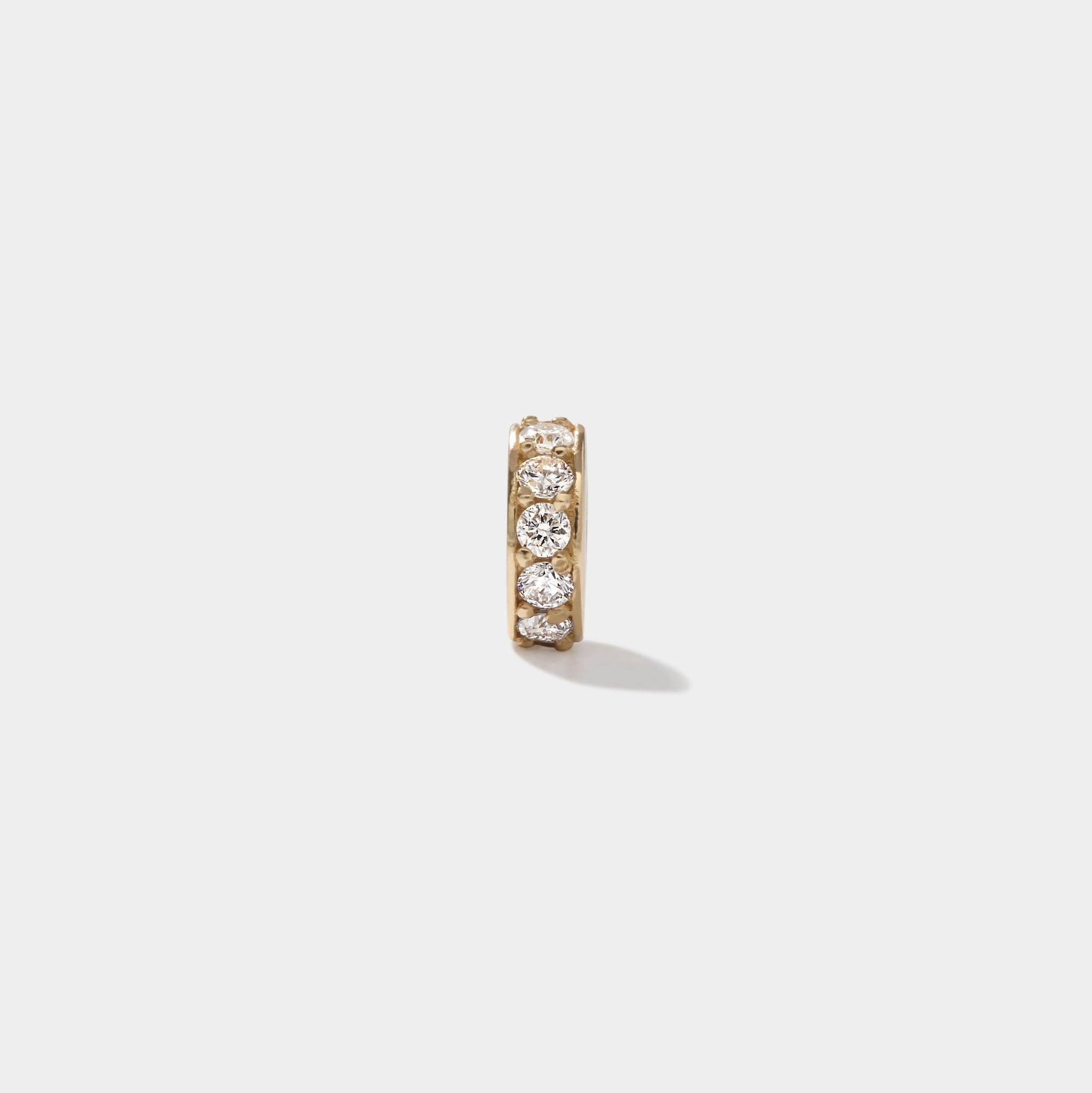 14k solid gold diamond rondelle bead pendant with 11 lab-grown diamonds for versatile necklace or bracelet use