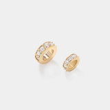 Two 14k gold diamond rondelle beads with lab-grown diamonds on a white background