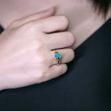 Australian Doublet Opal Diamond Tsavorite Ring in 14K Yellow Gold