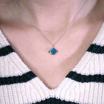 Earth Moon Doublet Opal pendant with diamond in 18K white gold on silver chain