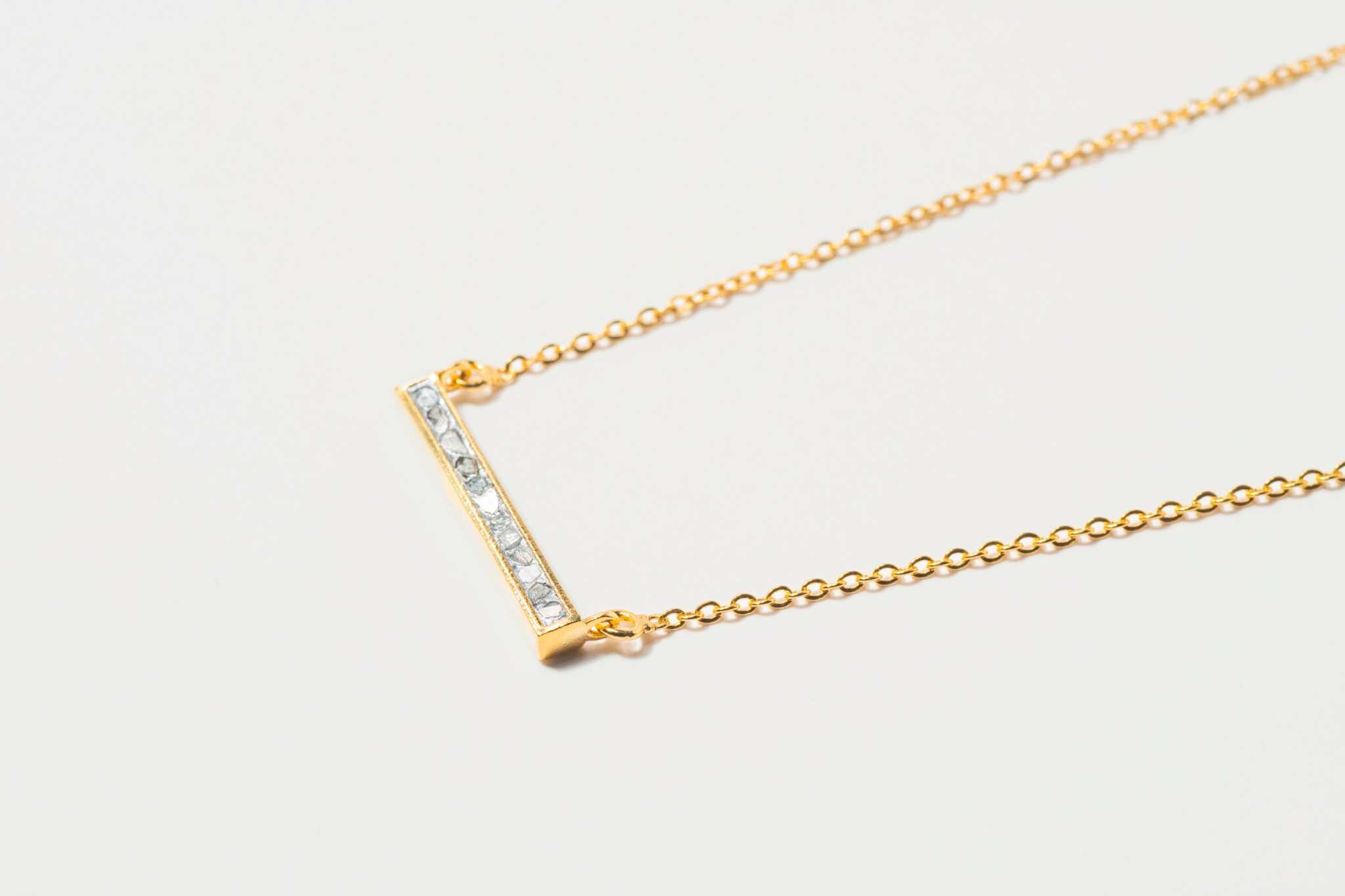 Emlyn Gold Vermeil pendant necklace with sliced raw diamonds on fine gold chain