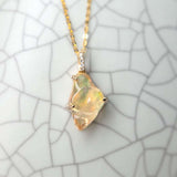 Eternal Flame Mexican Fire Opal Diamond Necklace in 18K Yellow Gold