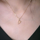 Eternal Flame Mexican Fire Opal Diamond Necklace in 18K Yellow Gold