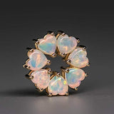 Eternity Heart Australian Crystal Opal Circle Pendant Necklace in 14K Yellow Gold