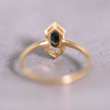 Ethereal Prism Halo Diamond Black Opal Ring in 18K Yellow Gold