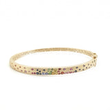 Sapphire Scattered Rainbow Slim Bangle in 14K Gold