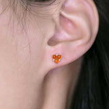 18K Gold Mexican Fire Opal Diamond Trio Stud Earrings