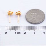 18K Gold Mexican Fire Opal Diamond Trio Stud Earrings