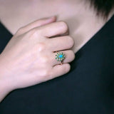 Garden Sky Black Opal & Diamond Ring 18K Yellow Gold