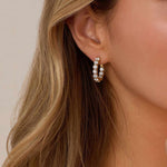 Cairn 3 Carat Diamond Inside Outside Hoop Earrings in 14k gold with lab-grown diamonds worn on ear