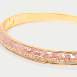Geluk Gold Vermeil Bangle with sliced raw uncut diamonds and pave champagne diamonds in 18k gold layer on sterling silver base