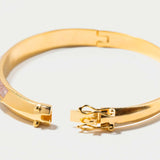 Geluk Gold Vermeil Bangle bracelet with sliced raw diamonds and rose gold resin detailing