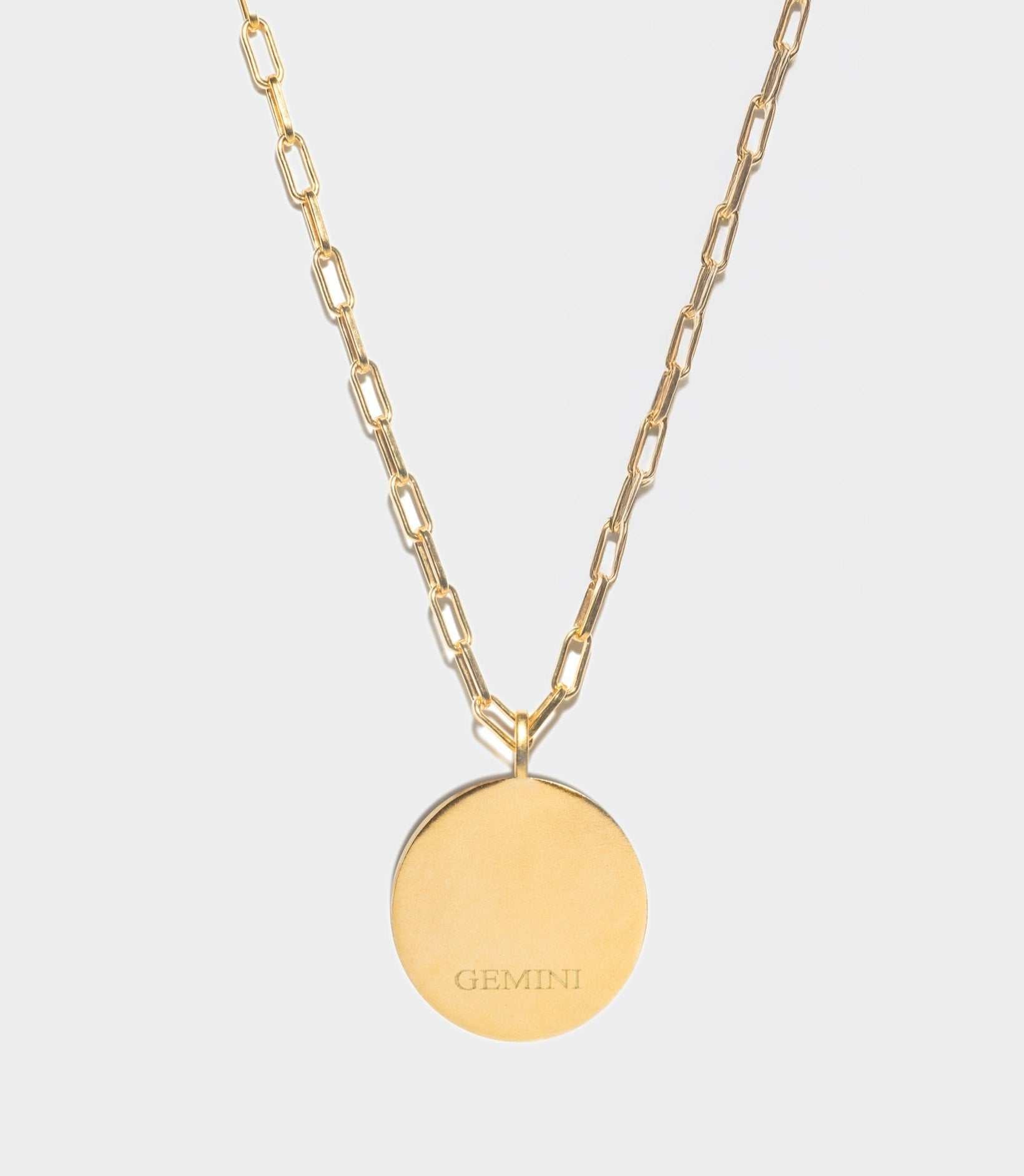 Gemini Gold Vermeil pendant necklace with 18k gold vermeil round pendant and chain