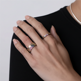 Sapphire Scattered Rainbow Cigar Band in 14K Gold