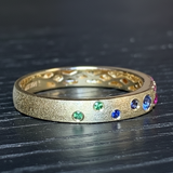 Sapphire Scattered Rainbow Petite Band in 14K Gold