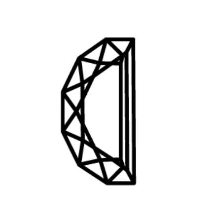 Charles & Colvard Forever One™ Half Moon Shape Moissanite with modified brilliant cut and IF-VS1 clarity.