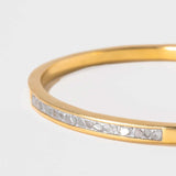 Hapur Gold Vermeil Bangle bracelet with sliced raw uncut diamonds and 18K gold layer on sterling silver base, slim elegant design.