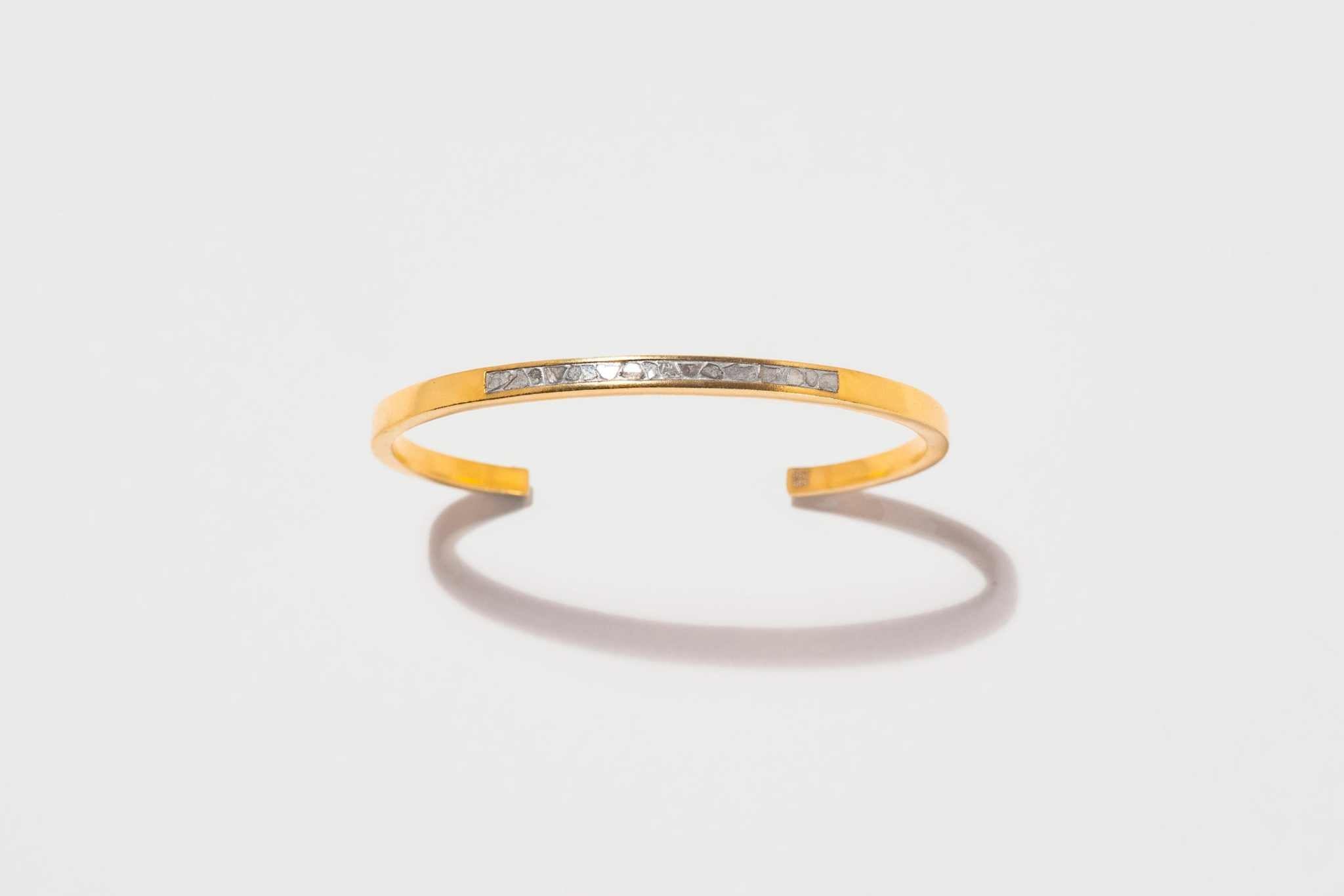 Slim Hapur Gold Vermeil Bangle Bracelet with diamond accents and 18K gold finish