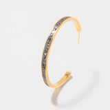 Hapur Gold Vermeil hoop earring with sliced raw uncut diamonds and silver resin detailing