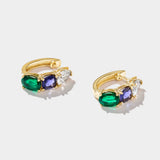 14k gold Hydrangea Earrings with lab-grown emeralds, natural iolite, and pear-shaped lab-grown diamonds