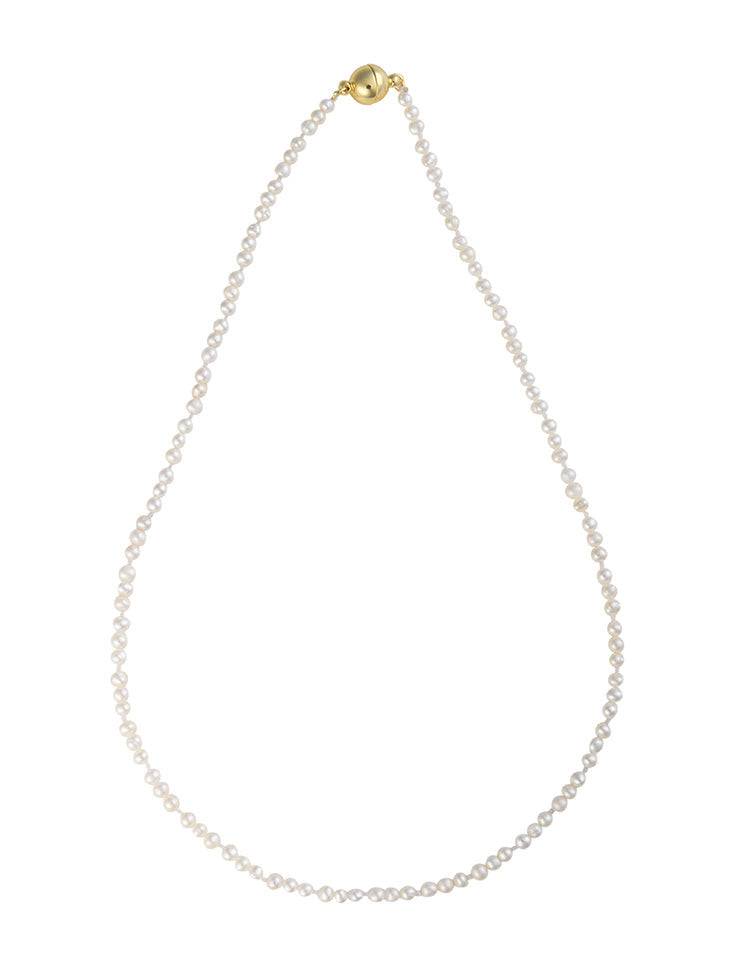 16-inch signature freshwater pearl strand necklace with tiny white pearls and gold magnetic clasp
