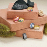 Sapphire Scattered Rainbow Cigar Band in 14K Gold