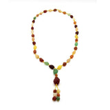 Colorful natural Alashan Gobi Desert candy agate chalcedony multi-color rough stone bead nugget necklace with yellow rope and pendant