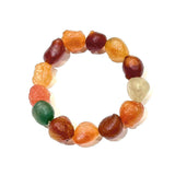 Natural Alashan Gobi Desert Candy Agate colorful rough stone elastic bead bracelet with 14-16mm translucent chalcedony beads