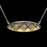 Sapphire Scattered Rainbow Oval Pendant Necklace in 14k Gold