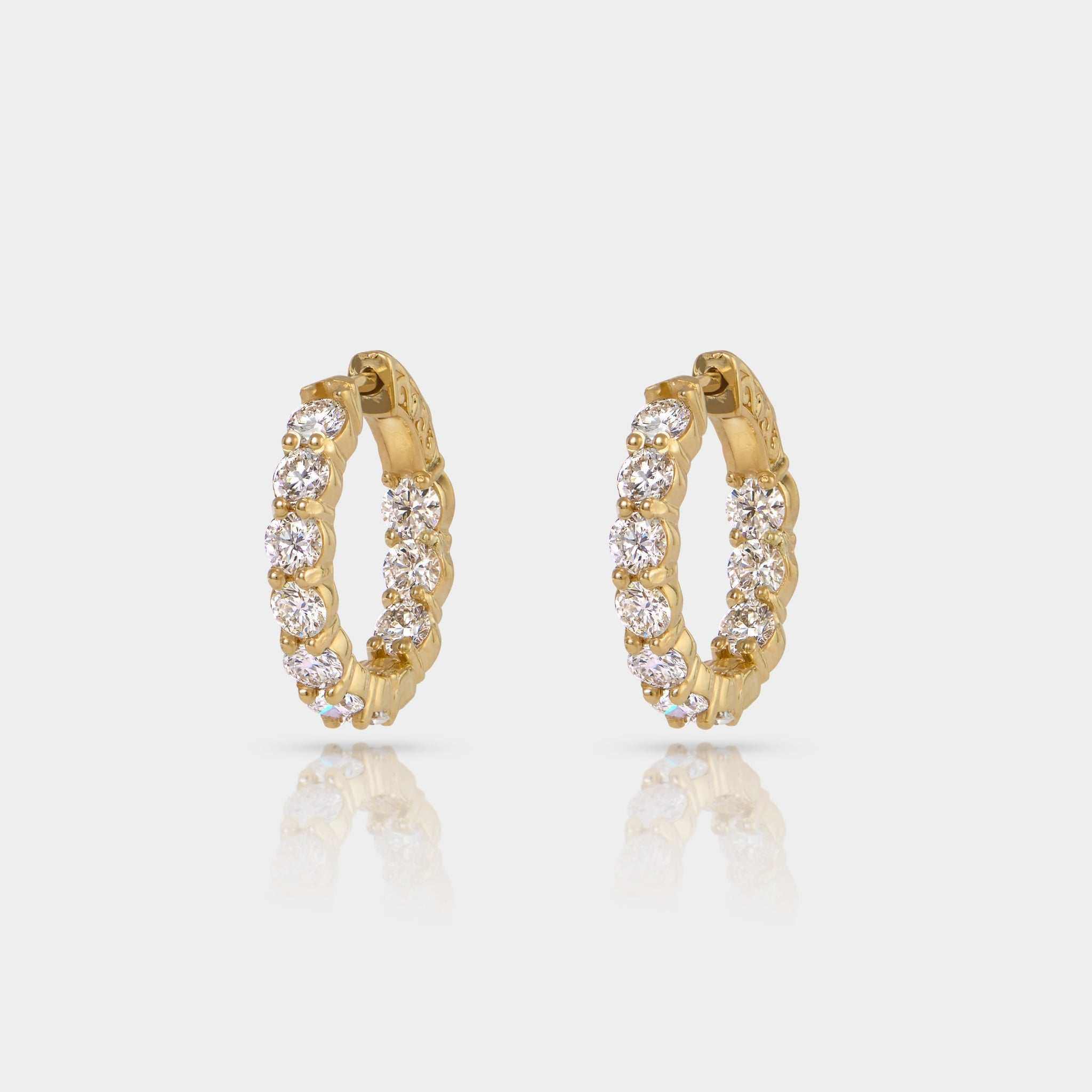 Cairn 3 Carat Diamond inside outside hoop earrings with lab-grown diamonds in 14k gold