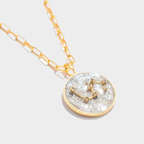 Leo Gold Vermeil Pendant necklace with raw and rose cut diamonds on an 18k gold vermeil chain