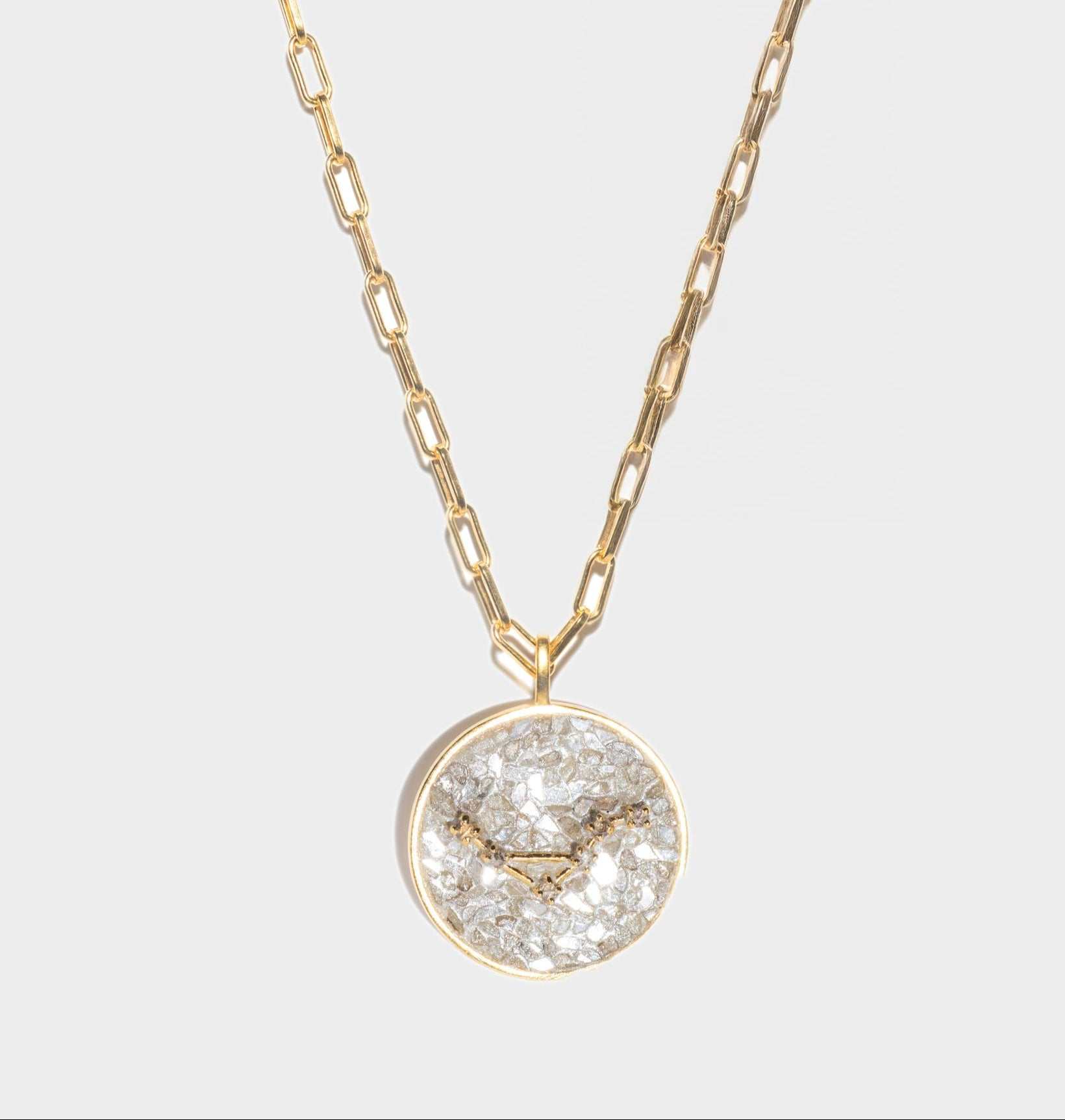 Libra Gold Vermeil Pendant Necklace with raw diamonds and 18k gold chain