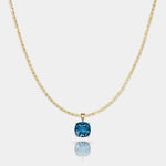 14k gold Horizon Necklace or Pendant with AAA-quality London Blue Topaz in a basket setting on a fine gold chain