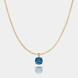 14k gold Horizon Necklace or Pendant with AAA-quality London Blue Topaz in a basket setting on a fine gold chain
