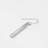 Miladi Small Oxidized Silver Earrings with long rectangular geometric design and dangling style