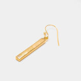 Single Miladi small gold vermeil earring with a sleek, rectangular dangling design on a white background