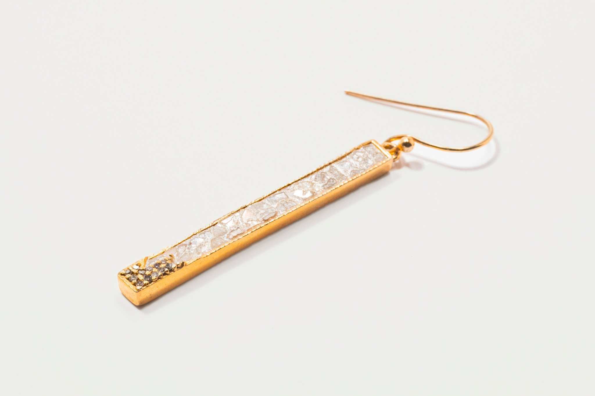 Madeline Gold Vermeil long dangling earrings with pave diamond accents and 18K gold vermeil finish