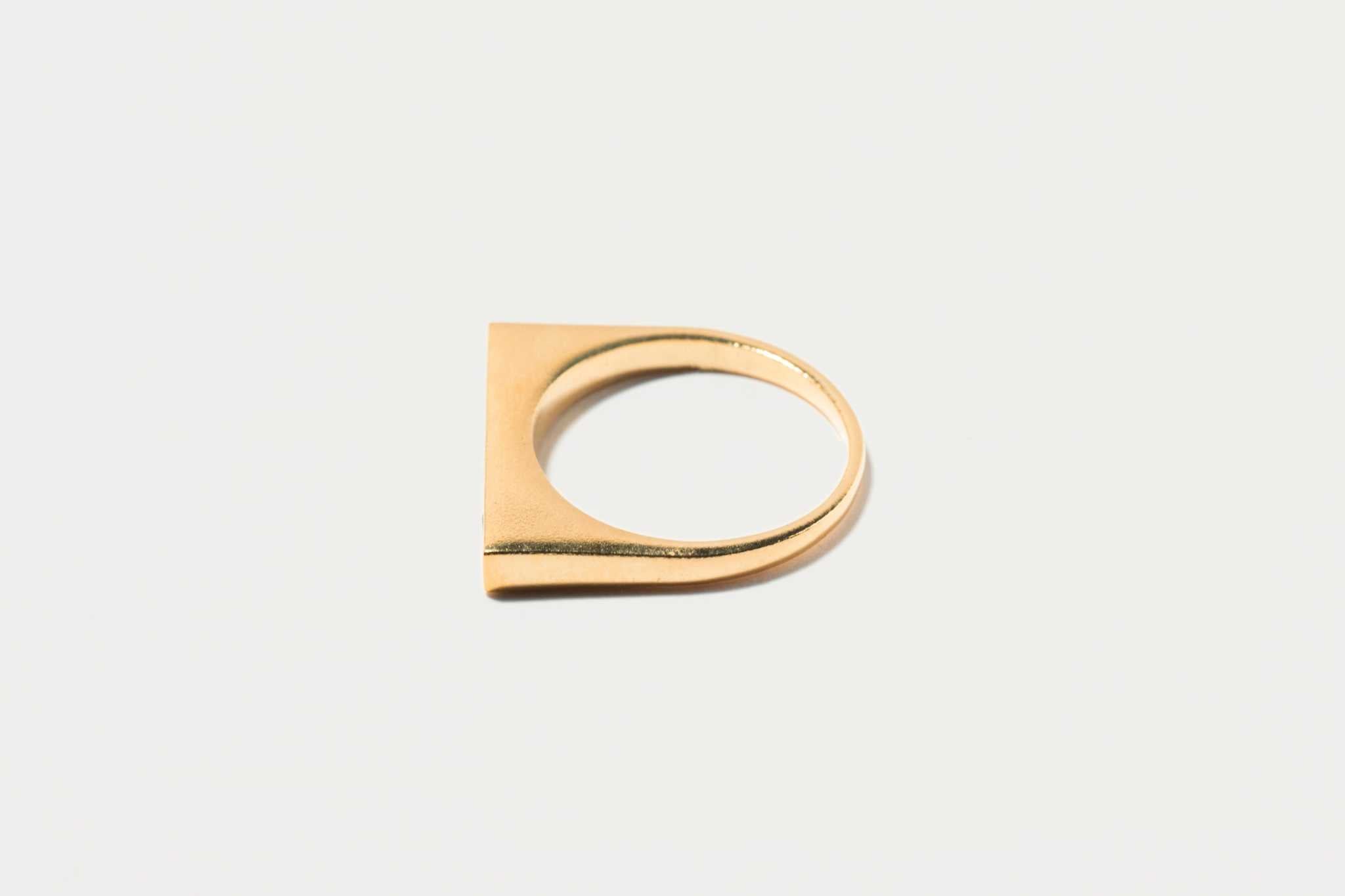 Michelle Gold Vermeil thin rectangular 18k gold ring with a sleek minimalist design