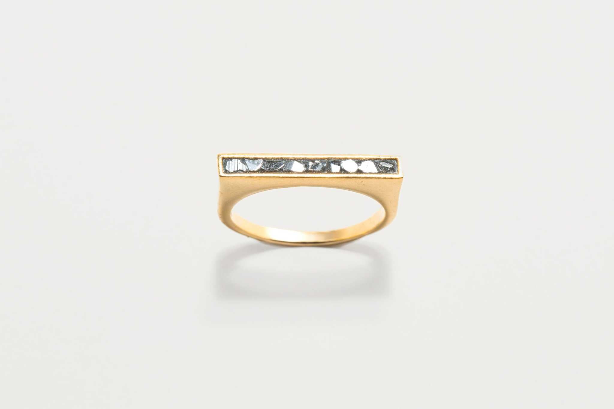 Michelle Gold Vermeil ring with thin line of uncut diamonds set in 18k gold band