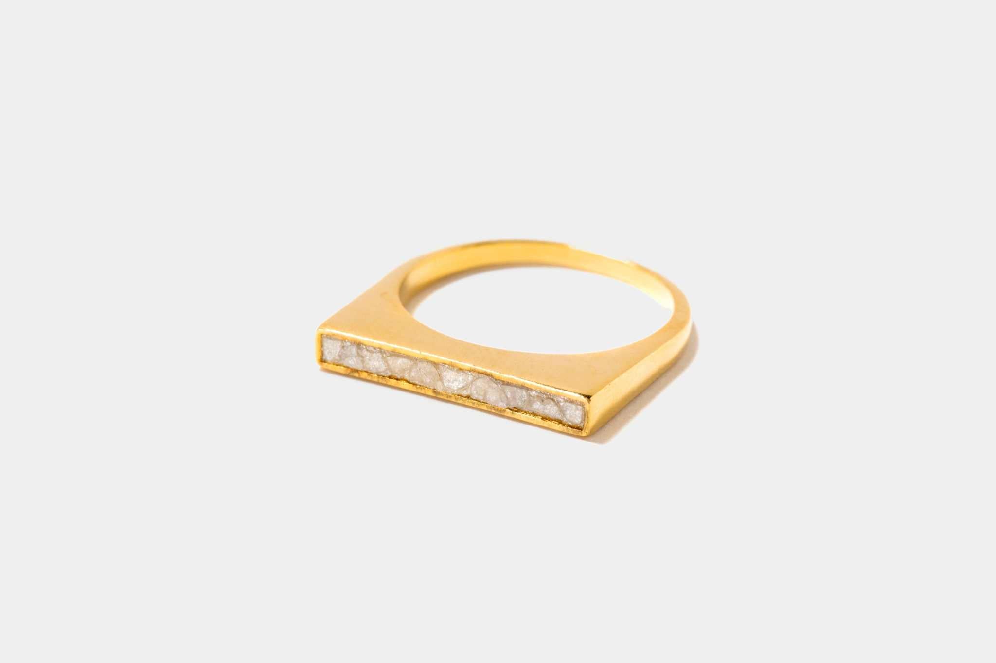 Michelle Gold Vermeil ring with thin line of diamonds and 18k gold finish