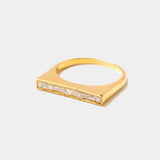 Michelle Gold Vermeil ring with thin line of diamonds and 18k gold finish