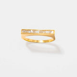 Michelle Gold Vermeil ring with thin diamond line and 18k gold trim on white background