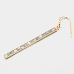 Miladi Large Gold Vermeil Earrings with raw diamond accents and silver resin in a long geometric design